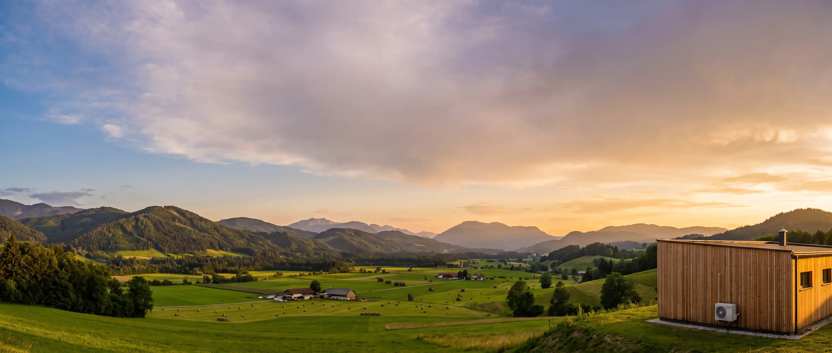 Einfamilienhaus mit Außengerät in der Kärntner Landschaft